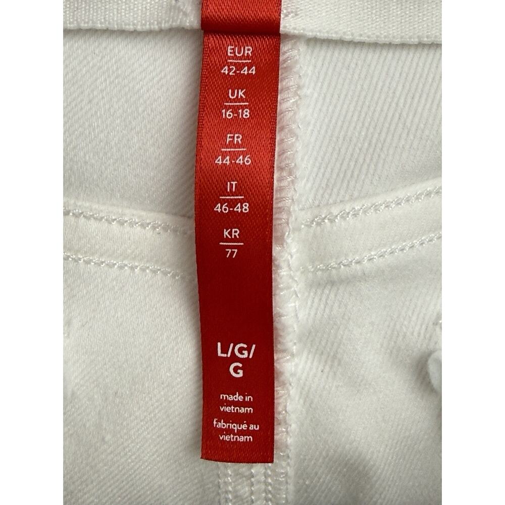 Spanx Pants Bright White Stretch Twill Cropped Wide Leg Pullon Trousers Large - Picture 10 of 16